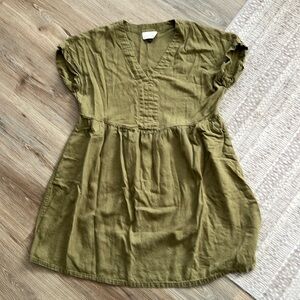 Linen mossy green dress